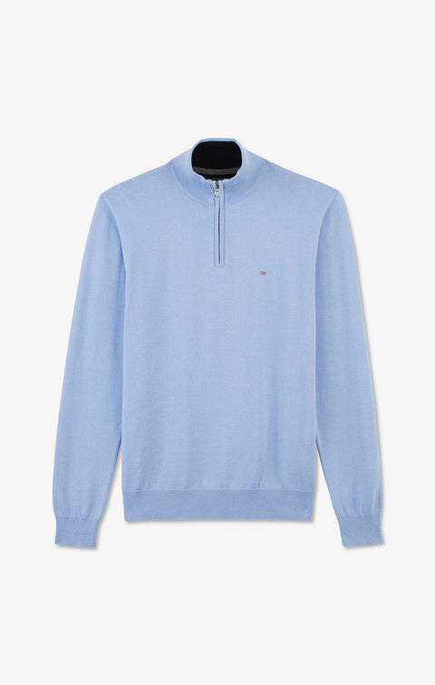 Pull bleu à col camionneur en coton - Image 2
