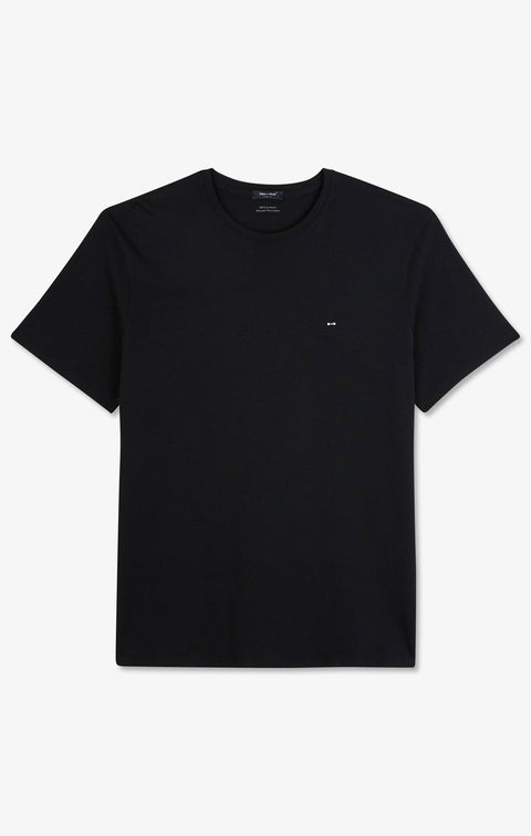T-shirt noir col rond à manches courtes - Image 2