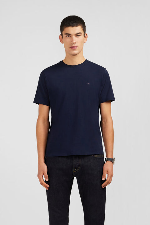 T-shirt bleu marine col rond à manches courtes - Image 1