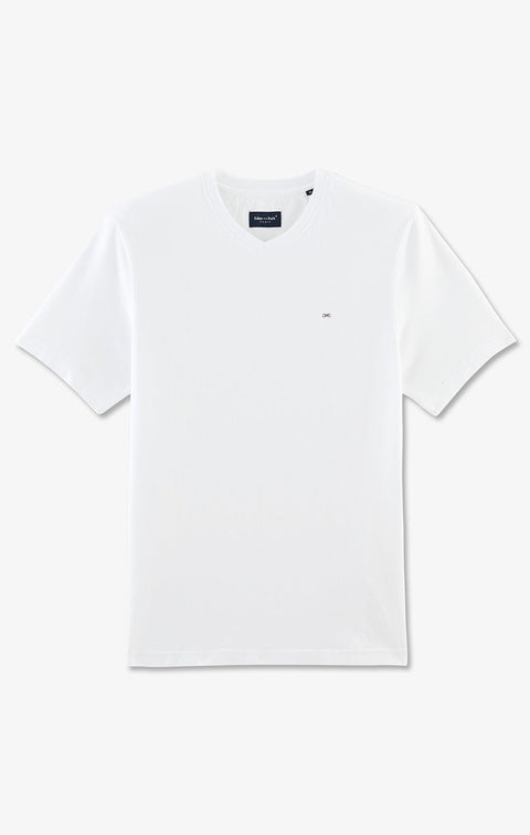 T-shirt blanc col V à manches courtes - Image 2