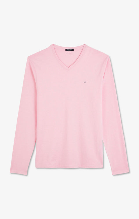 T-shirt rose col V à manches longues - Image 2