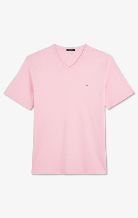 T-shirt rose col V à manches courtes - Image 2