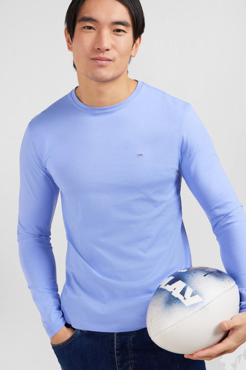 T-shirt bleu col rond à manches longues - Image 3