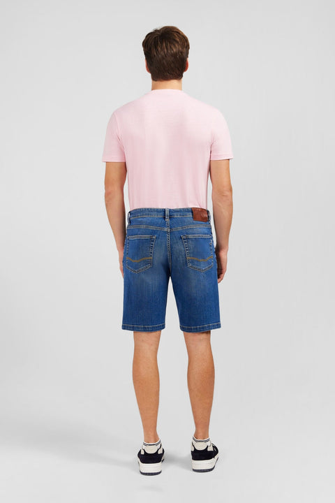 Bermuda bleu foncé en jean effet délavé - Image 2