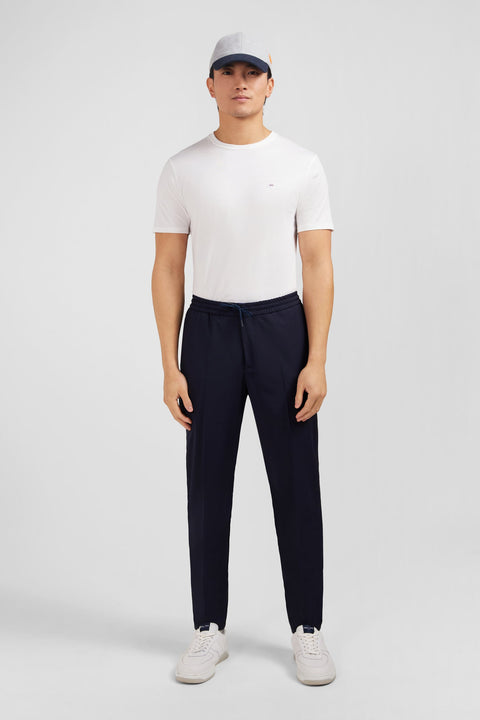 Pantalon taille élastiquée bleu marine - Image 1