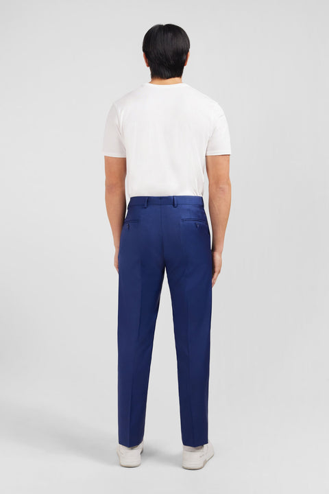 Pantalon regular bleu en laine à plis cassés - Image 3