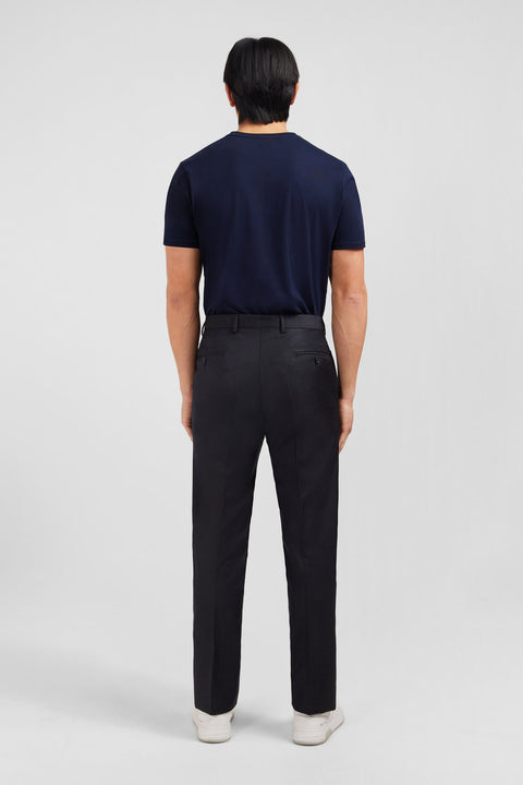 Pantalon regular gris foncé en laine à plis cassés - Image 3