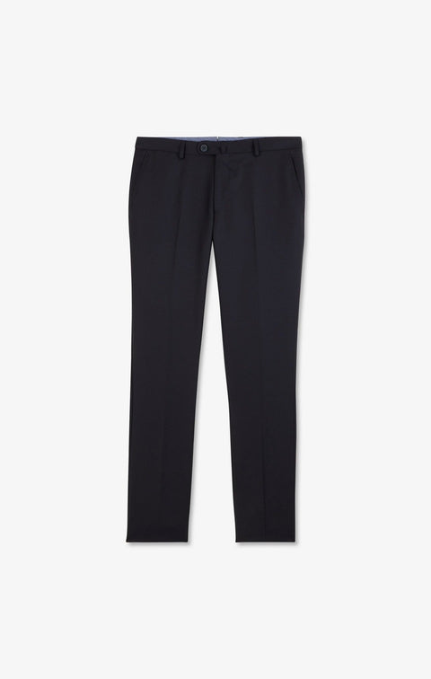 Pantalon slim bleu foncé en laine à plis cassés - Image 2