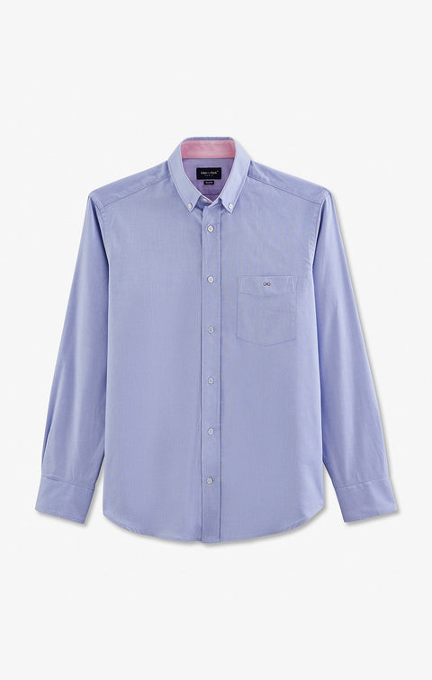 Chemise bleue unie en coton - Image 2