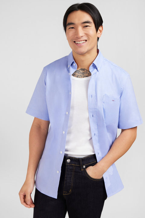 Chemisette bleu unie en coton - Image 3