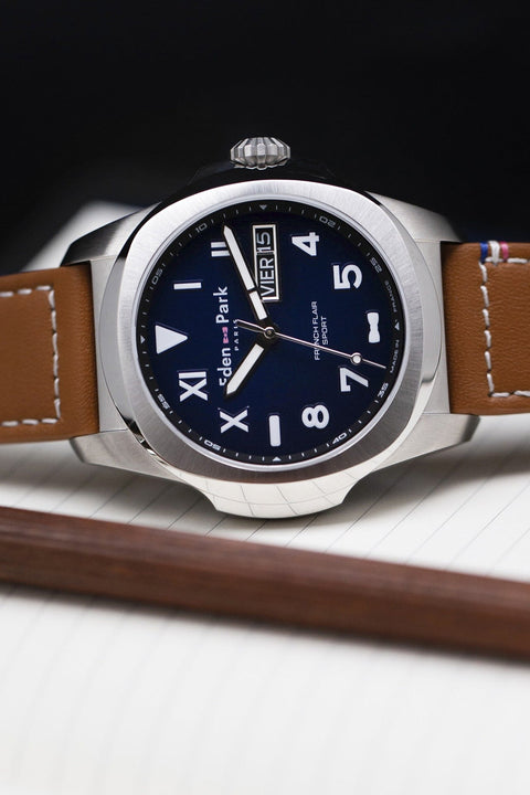 Montre à quartz en cuir marron - Image 3