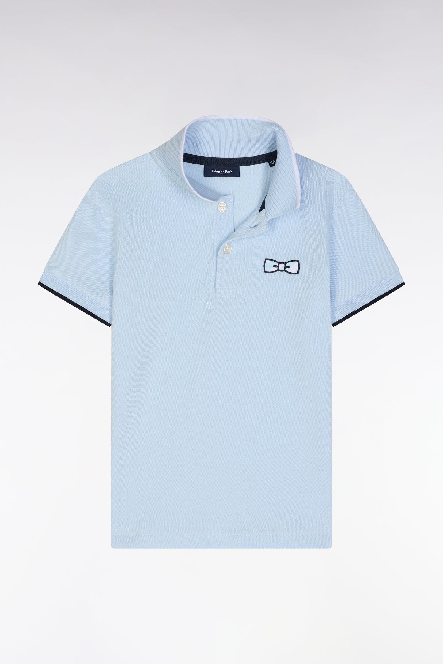 Polo à manches courtes en coton ciel coupe droite