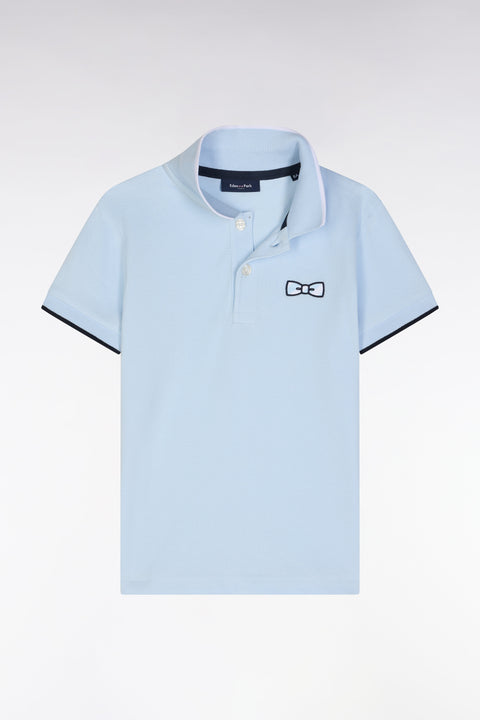Polo à manches courtes en coton ciel coupe droite - Image 1