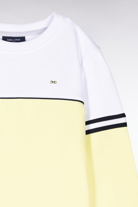 Sweatshirt bicolore en coton jaune et blanc coupe droite - Image 2