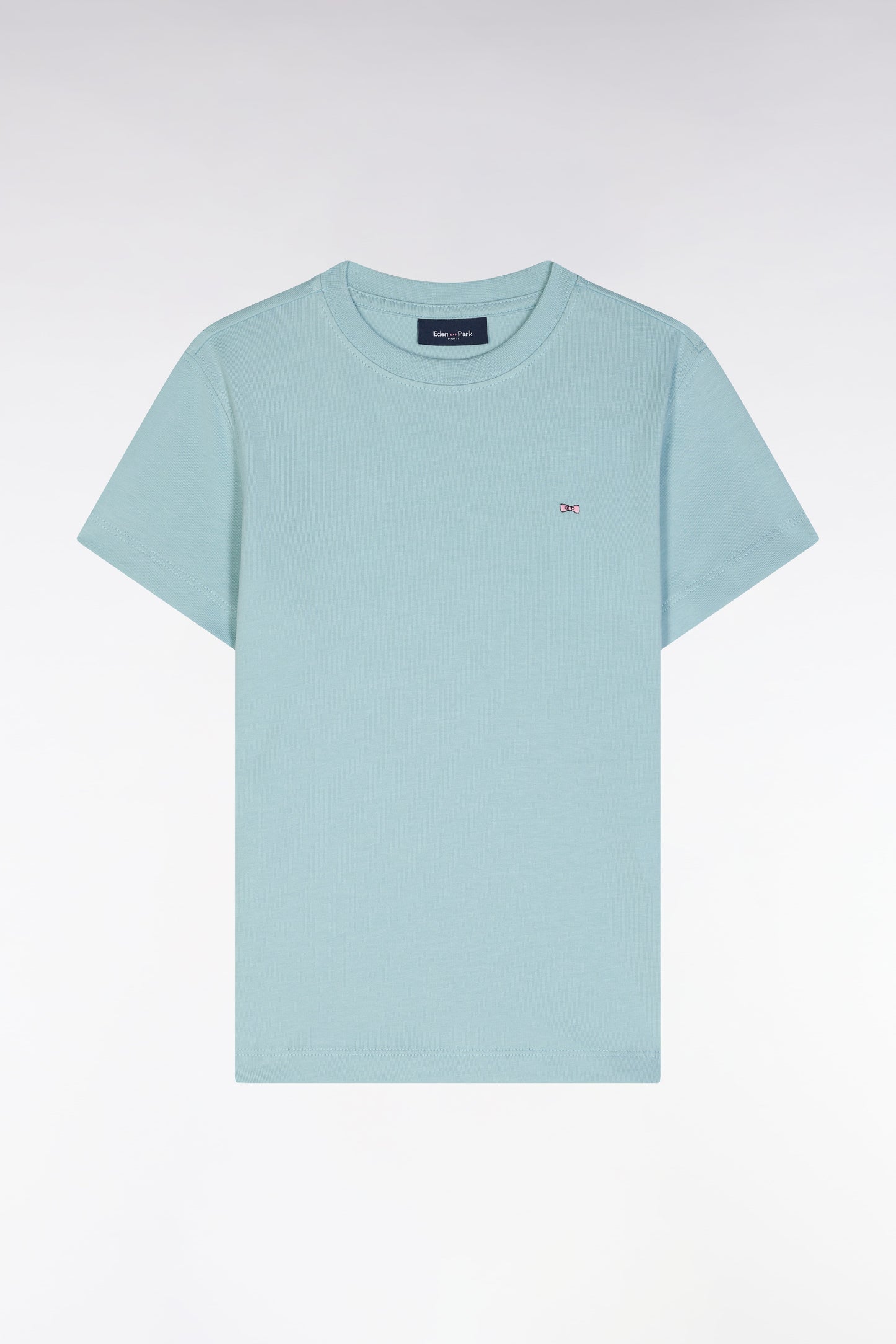 T-shirt en coton vert d'eau nœud papillon dos coupe droite