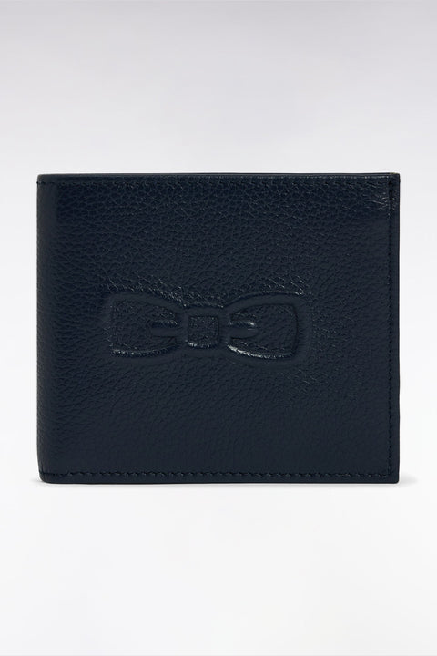 Portefeuille format italien en cuir grainé marine - Image 1