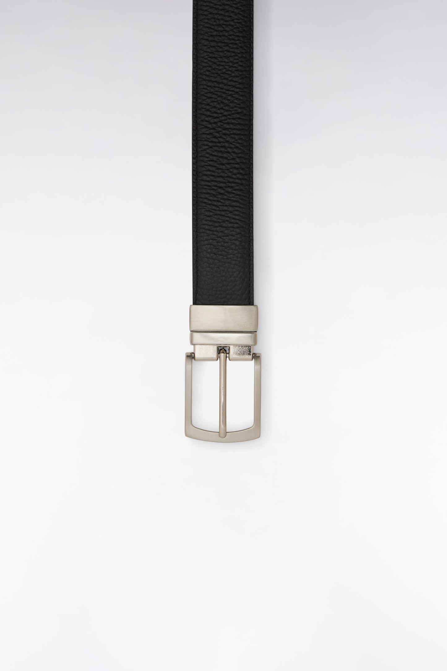 Ceinture en cuir lisse réversible noir et marron