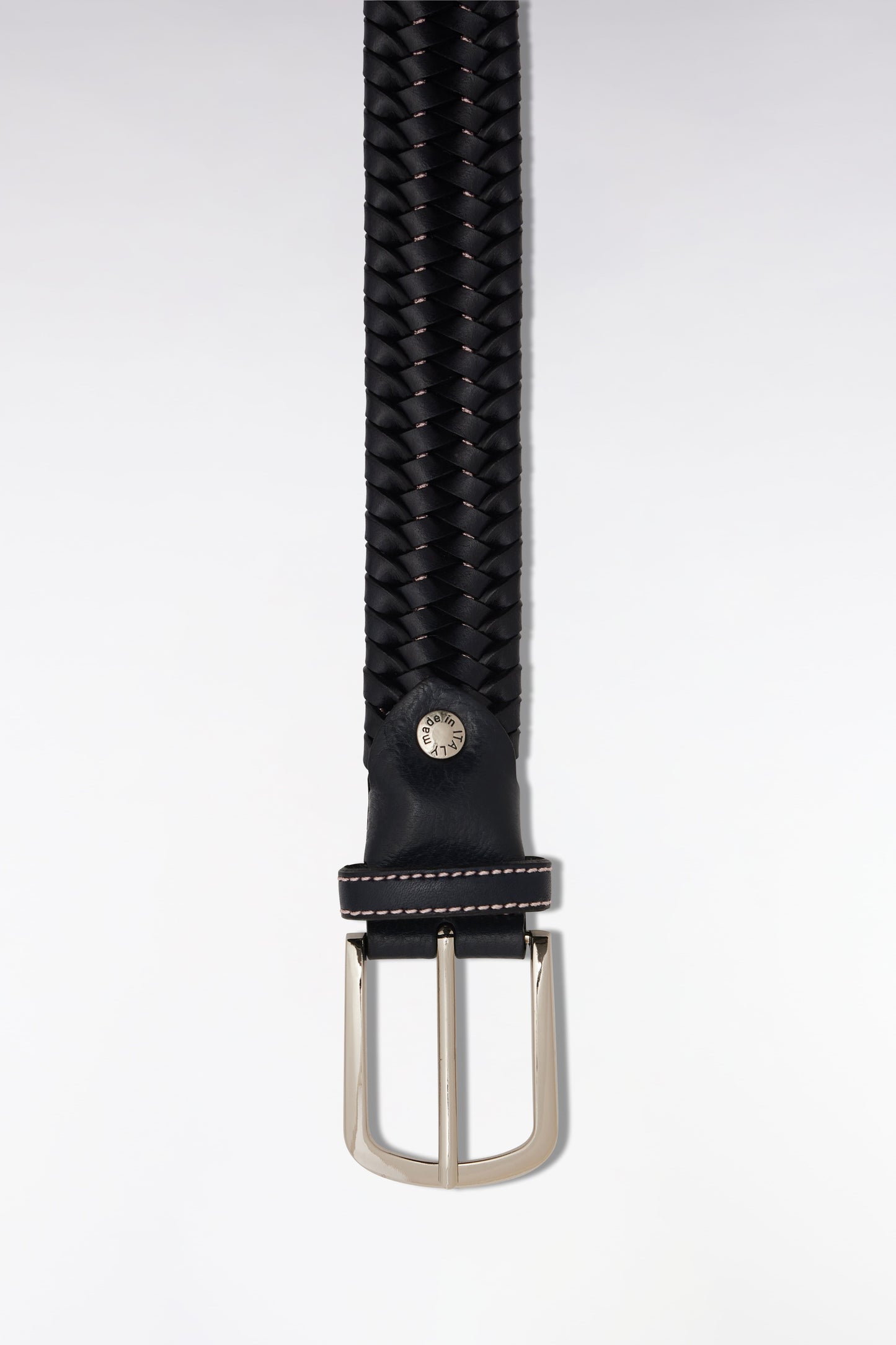 Ceinture en cuir tressé marine