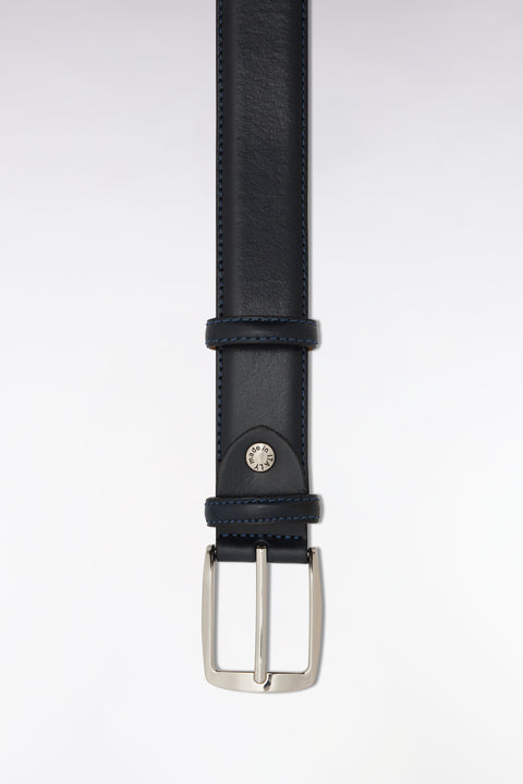 Ceinture en cuir lisse marine à double passants - Image 3