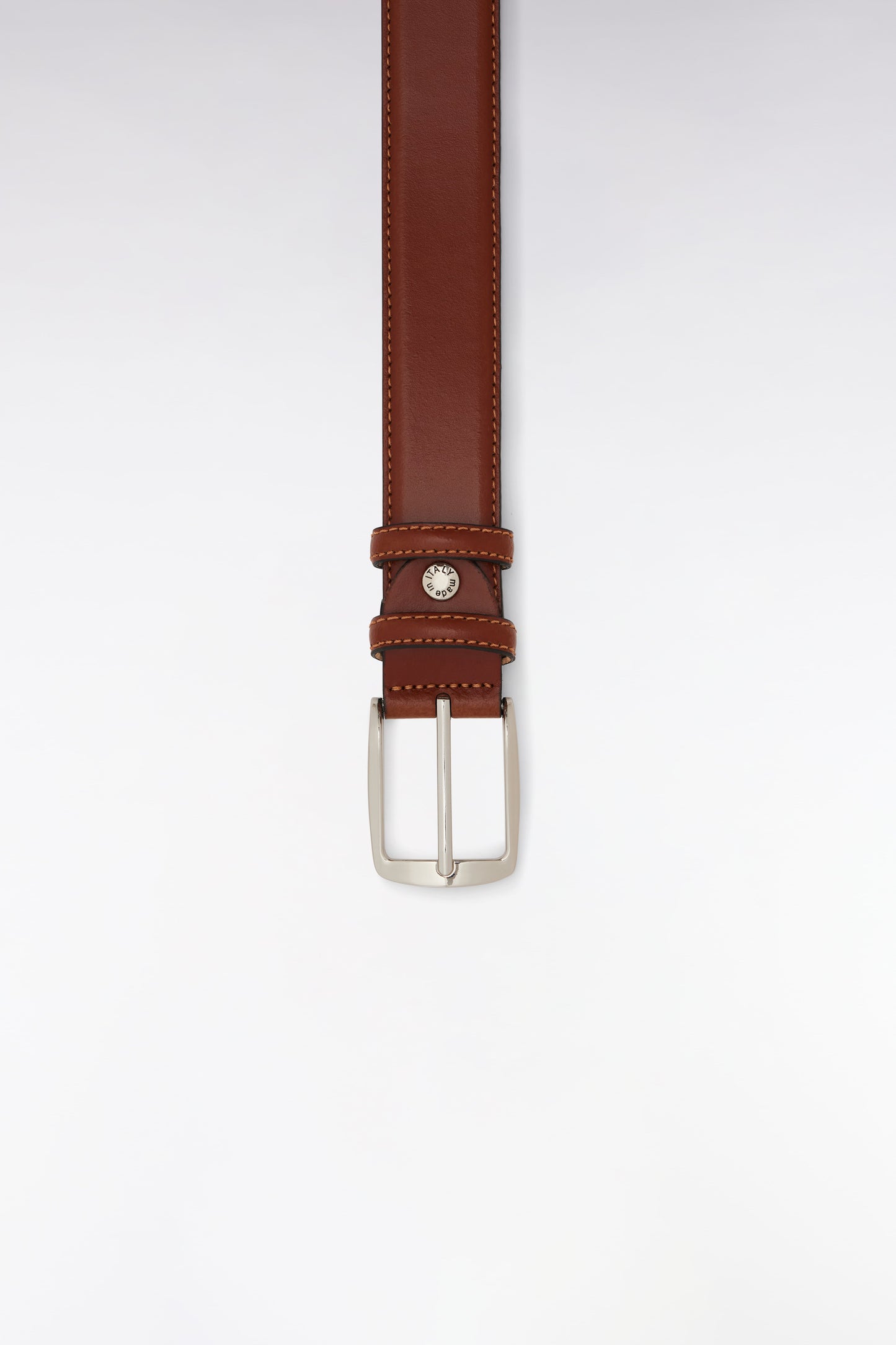 Ceinture en cuir lisse marron à double passants