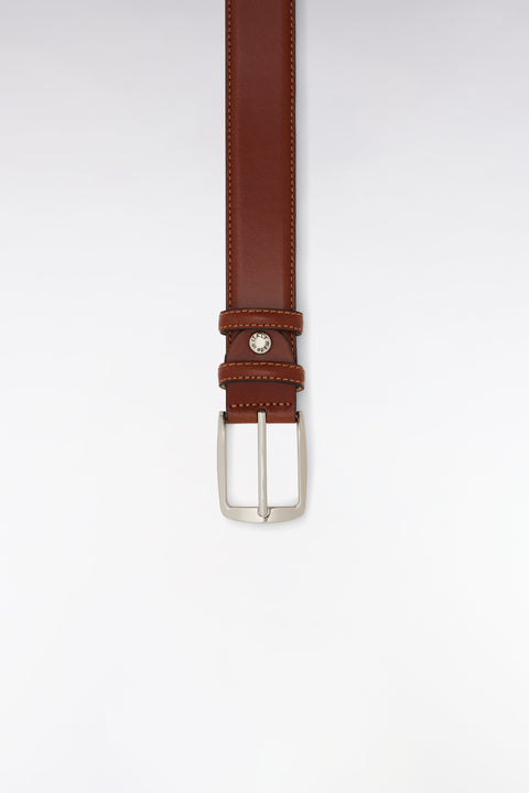 Ceinture en cuir lisse marron à double passants - Image 3