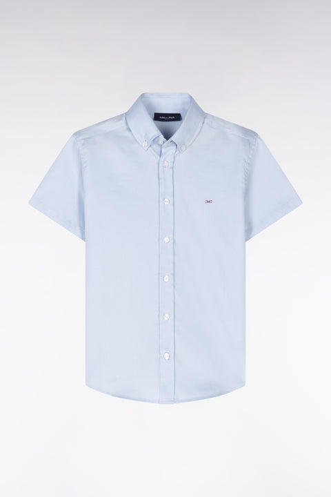 Chemise à manches courtes en coton bleu ciel coupe droite - Image 1