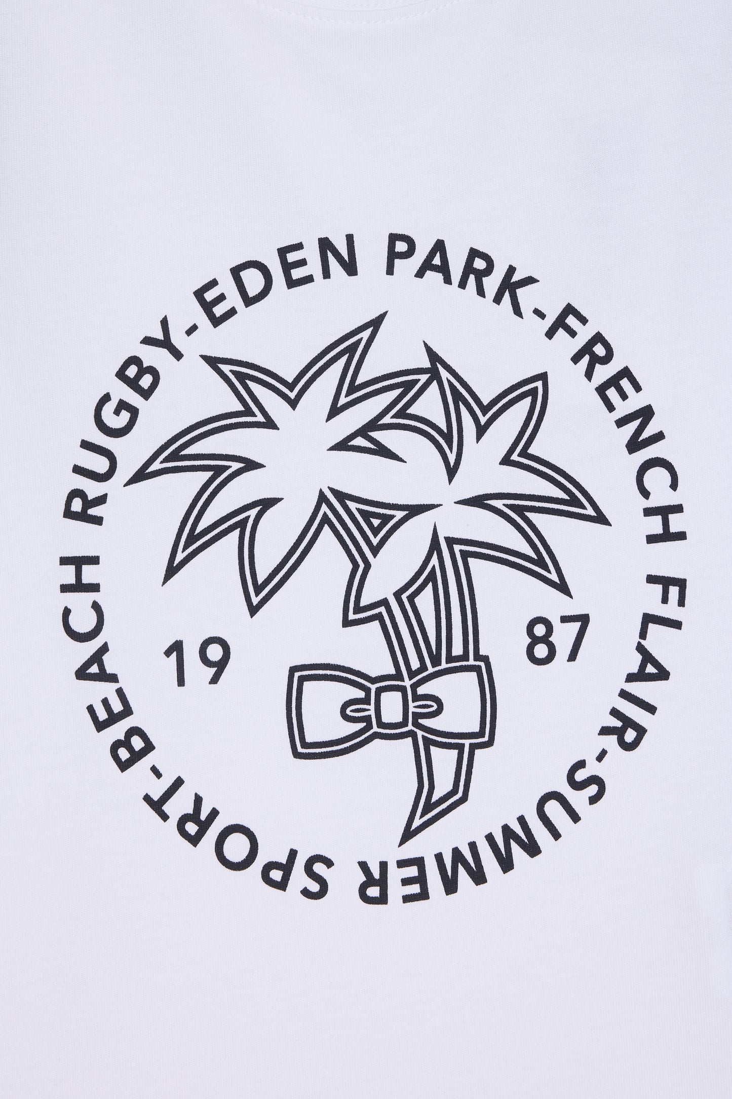 T-shirt en coton blanc sérigraphie palmier marine coupe droite