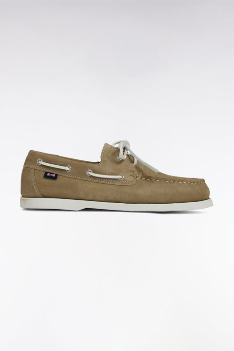 Mocassins bateau en cuir suédé camel - Image 1
