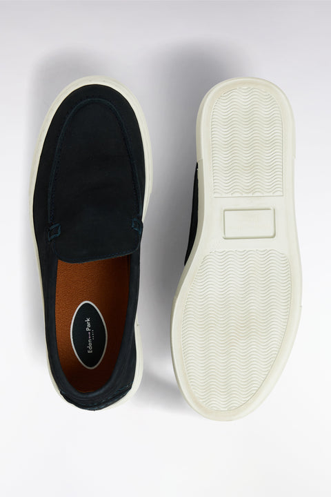 Mocassins femme à semelles sneakers en cuir suédé marine - Image 3