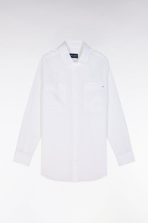 Chemise à poches plaquées en lin blanc coupe oversized - Image 2