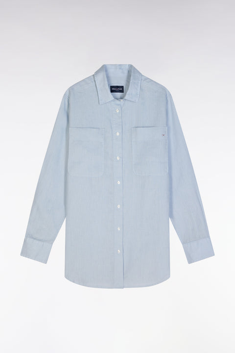 Chemise à poches plaquées en lin gris coupe oversized - Image 2