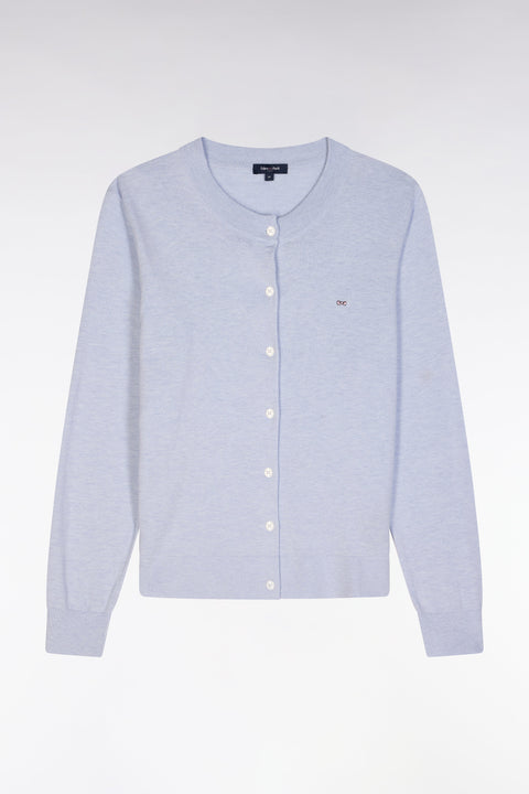 Cardigan en coton et soie mélangés bleu clair coupe décontractée - Image 2