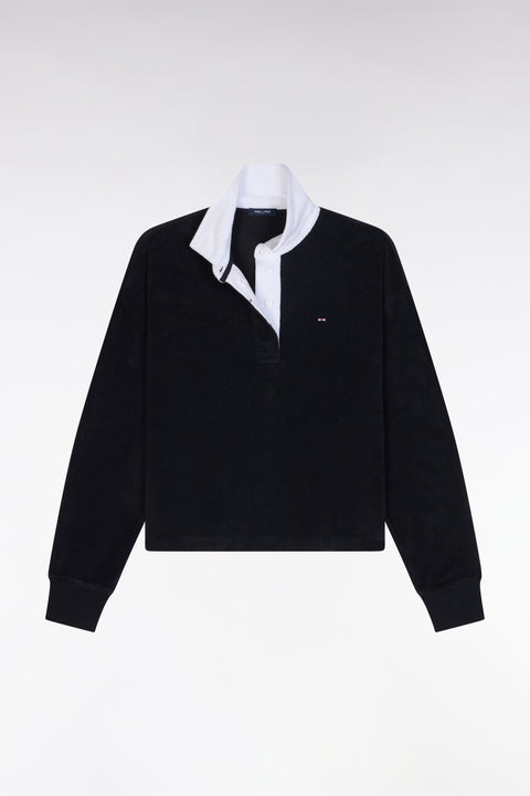 Sweatshirt à col maillot blanc en coton marine - Image 2