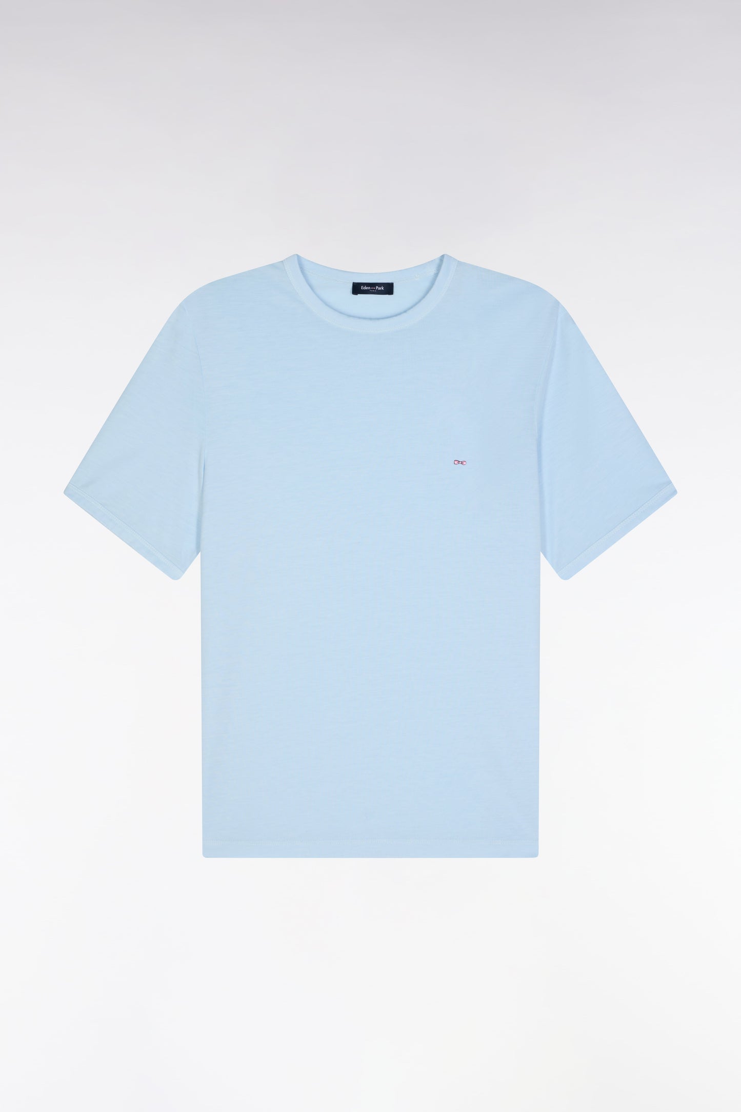 T-shirt uni ciel en lyocell et coton coupe droite
