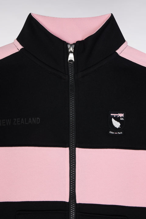 Sweatshirt zippé Nouvelle Zélande en coton noir coupe droite - Image 2