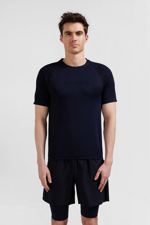 T-shirt de sport manches courtes à détails cerclés bleu marine - Image 2
