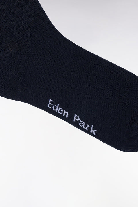 Chaussettes en coton stretch mélangé marine à bordures cerclées - Image 2