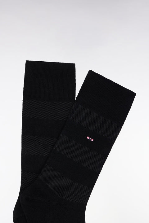 Chaussettes cerclées en coton stretch mélangé noires - Image 1