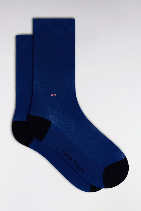 Chaussettes unies en coton stretch mélangé bleues - Image 1