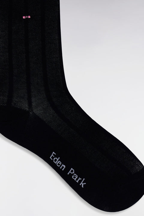 Chaussettes en coton stretch mélangé rayures verticales marine - Image 2