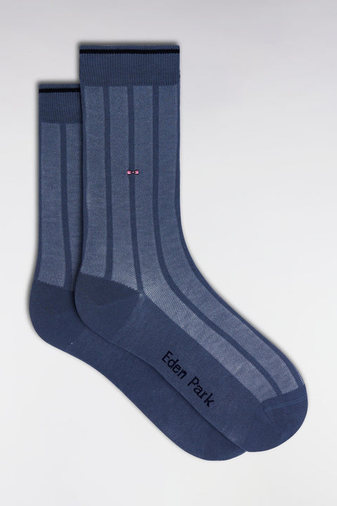 Chaussettes en coton stretch mélangé rayures verticales grises - Image 1