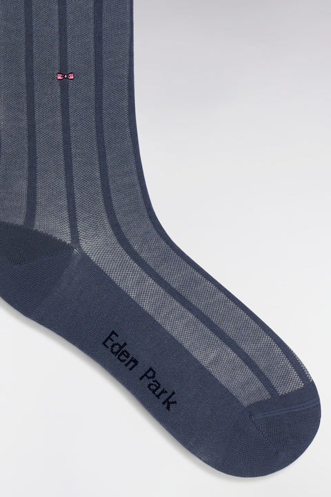 Chaussettes en coton stretch mélangé rayures verticales grises - Image 2