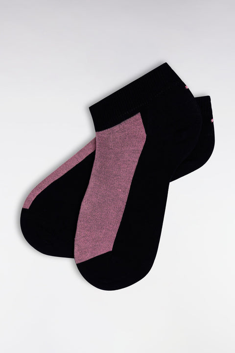 Chaussettes basses en coton stretch mélangé bicolores ciel et marine - Image 2