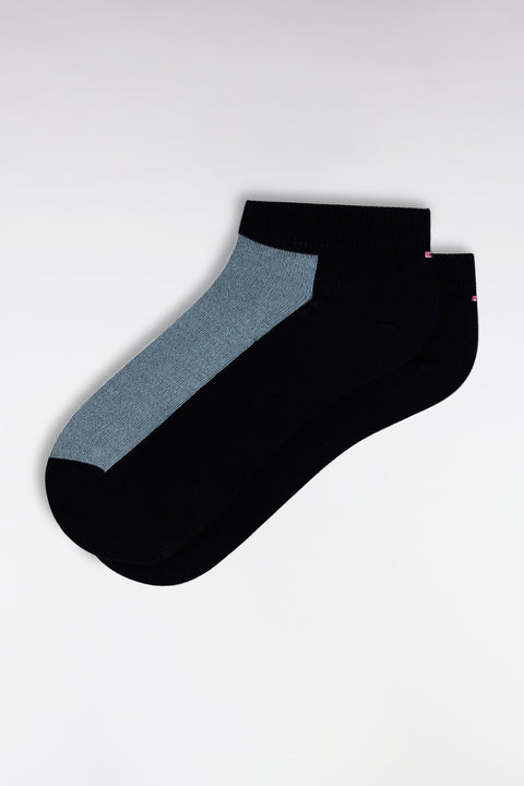 Chaussettes basses en coton stretch mélangé bicolores roses et marine - Image 1