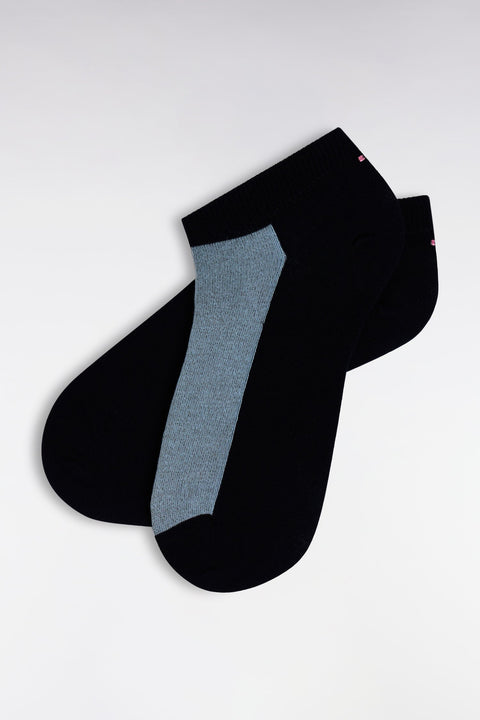 Chaussettes basses en coton stretch mélangé bicolores roses et marine - Image 2