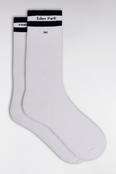 Chaussettes en coton stretch mélangé blanches logo Eden Park - Image 1