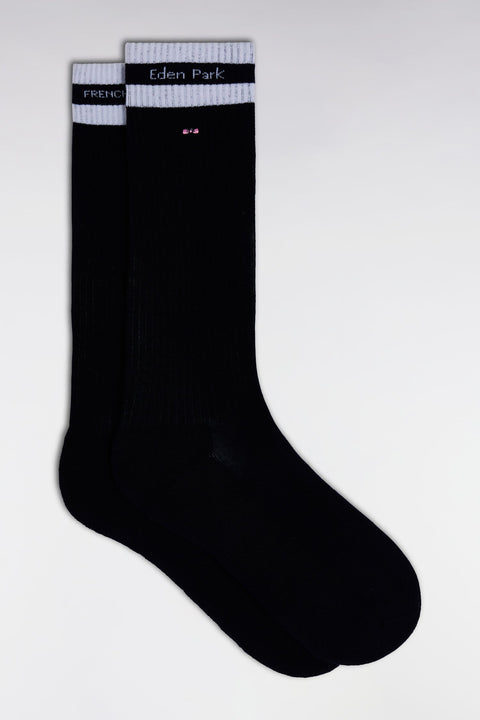 Chaussettes en coton stretch mélangé marine logo Eden Park - Image 1