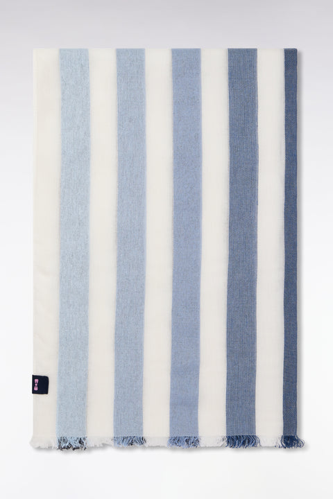 Écharpe rayée en coton mélangé bleue - Image 2