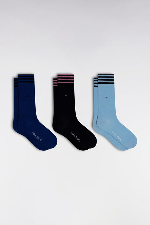 Lot de 3 paires de chaussettes bleues en coton stretch mélangé - Image 1