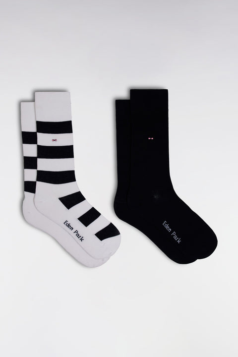 Lot de 2 paires de chaussettes en coton stretch mélangé blanches et marine - Image 1